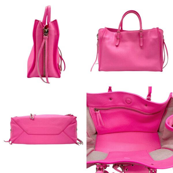 z0882 2 c Balenciaga Leather Paper Mini Bag Neon Pink