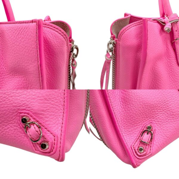 z0882 6 c Balenciaga Leather Paper Mini Bag Neon Pink