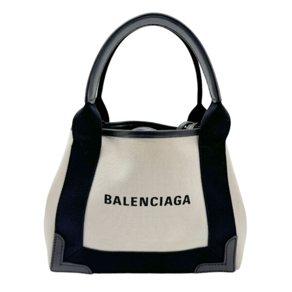 z0889 1 Balenciaga Canvas Shoulder Bag White Black