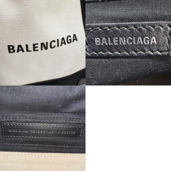 z0889 14 c Balenciaga Canvas Shoulder Bag White Black