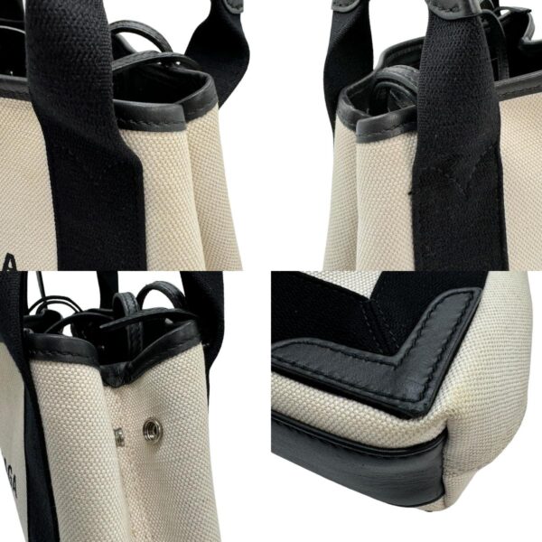 z0889 6 c Balenciaga Canvas Shoulder Bag White Black