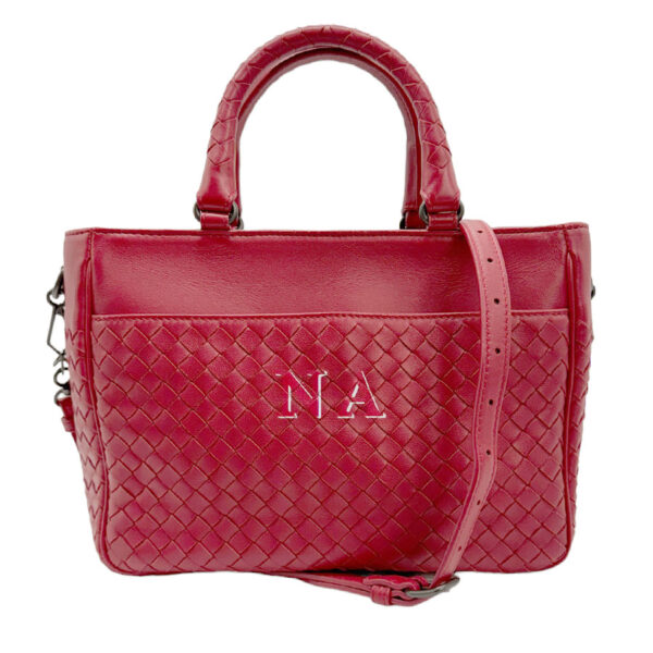 z0935 1 Bottega Veneta Intrecciato Leather Shoulder Bag Red