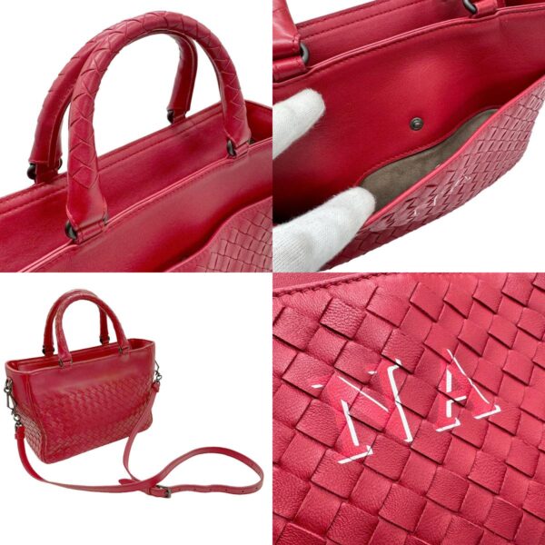 z0935 10 c Bottega Veneta Intrecciato Leather Shoulder Bag Red