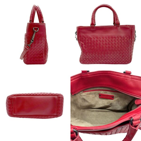 z0935 2 c Bottega Veneta Intrecciato Leather Shoulder Bag Red