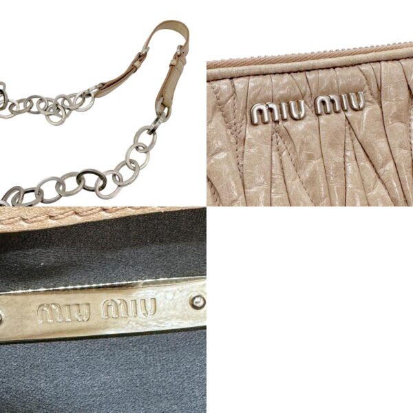 z0941 11 c Miu Miu Shoulder Bag Matelasse Leather Beige