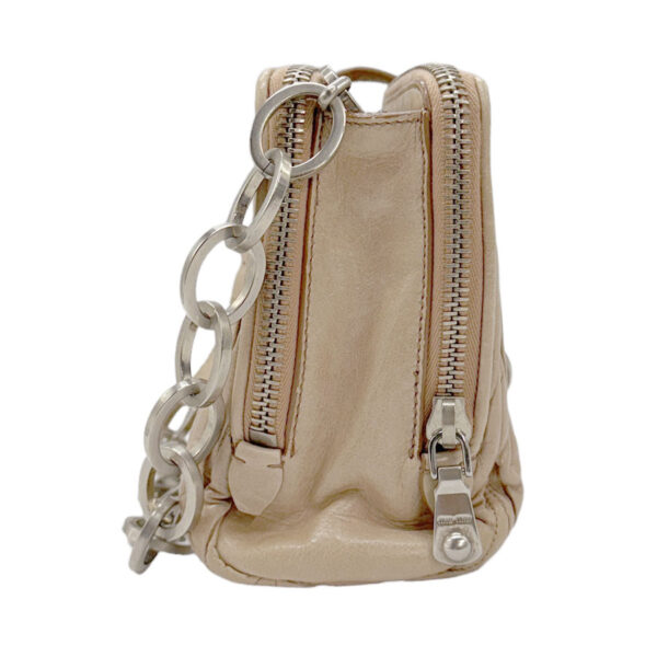 z0941 2 Miu Miu Shoulder Bag Matelasse Leather Beige