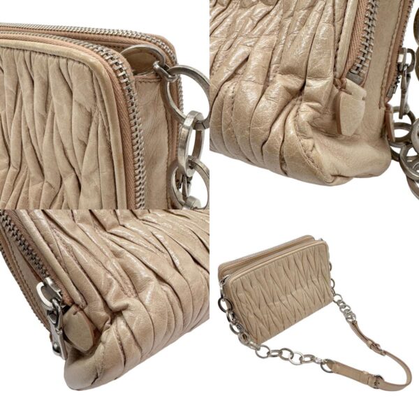 z0941 7 c Miu Miu Shoulder Bag Matelasse Leather Beige