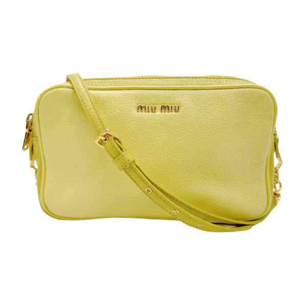 z0950 1 Miu Miu Shoulder Bag Leather Yellow