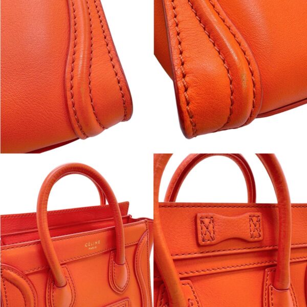 z0975 10 c Celine Luggage Nano Shopper Shoulder Bag Leather Orange