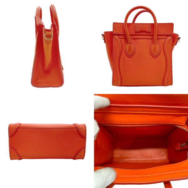 z0975 2 c Celine Luggage Nano Shopper Shoulder Bag Leather Orange