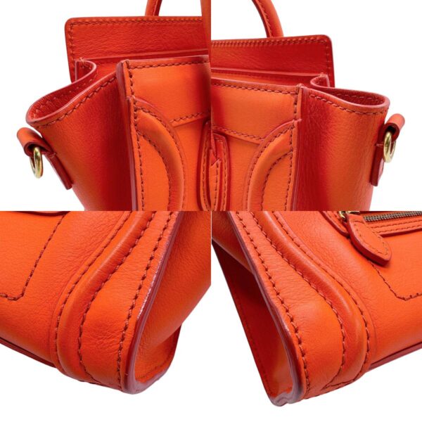 z0975 6 c Celine Luggage Nano Shopper Shoulder Bag Leather Orange