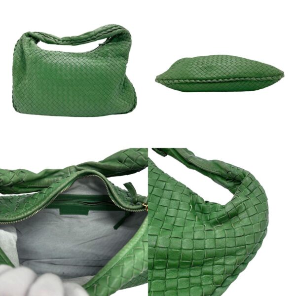 z0977 3 c Bottega Veneta Intrecciato Leather Handbag Green