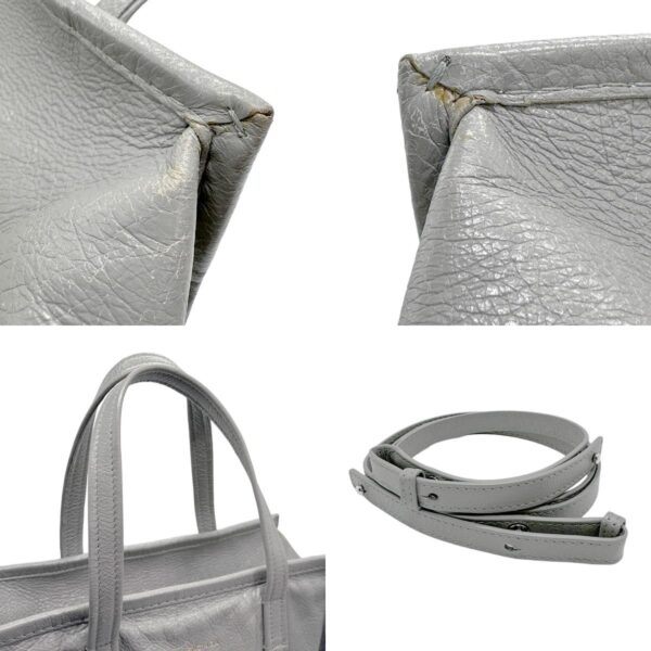 z0984 10 c Balenciaga Leather Bazaar Shopper Bag Gray