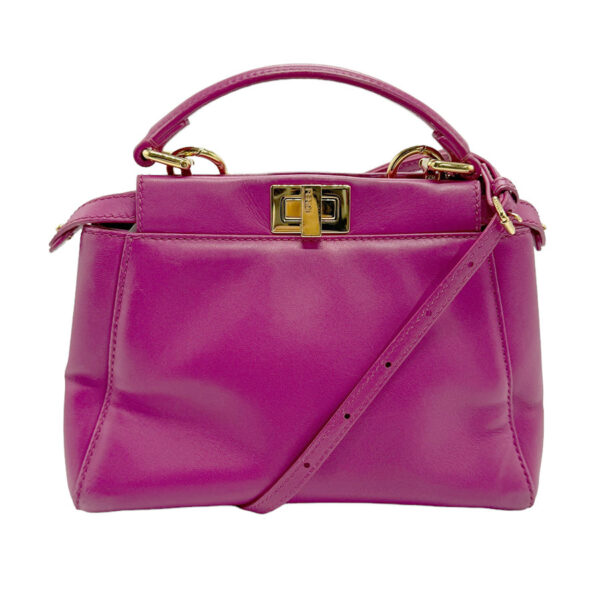 z0987 1 Fendi Mini Peekaboo Handbag Leather Magenta