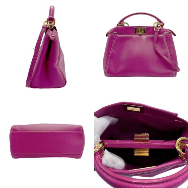 z0987 2 c Fendi Mini Peekaboo Handbag Leather Magenta