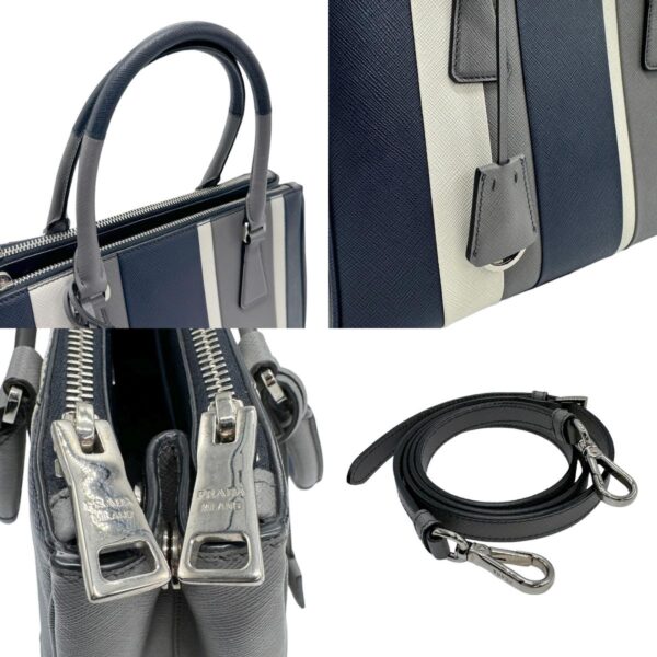 z0995 10 c Prada Shoulder Bag Leather Blue Gray White