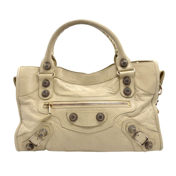 z1031 1 Balenciaga Leather Shoulder Bag Beige