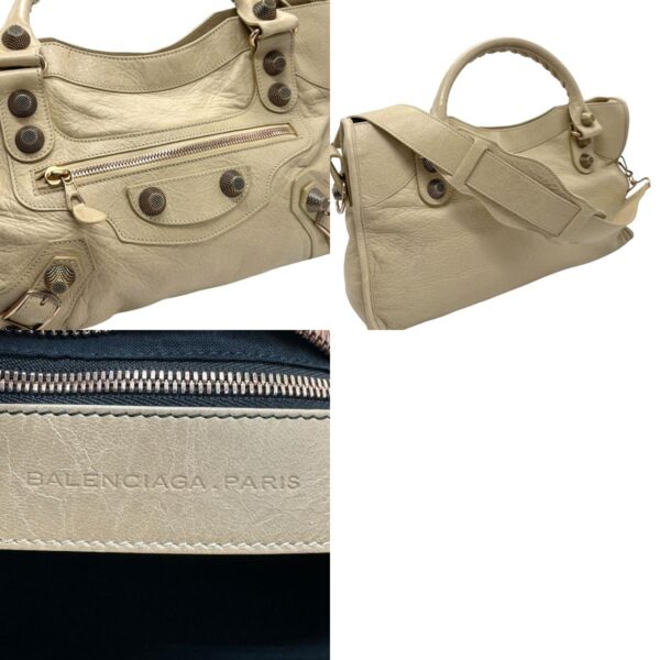 z1031 11 c Balenciaga Leather Shoulder Bag Beige