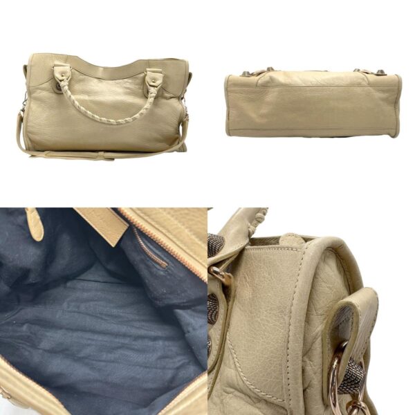 z1031 3 c Balenciaga Leather Shoulder Bag Beige