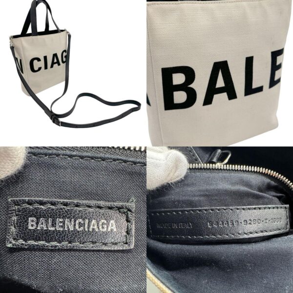 z1032 14 c Balenciaga Canvas Leather Everyday Tote Bag White Black