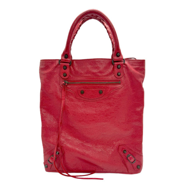 z1040 1 Balenciaga Leather Shoulder Bag Red