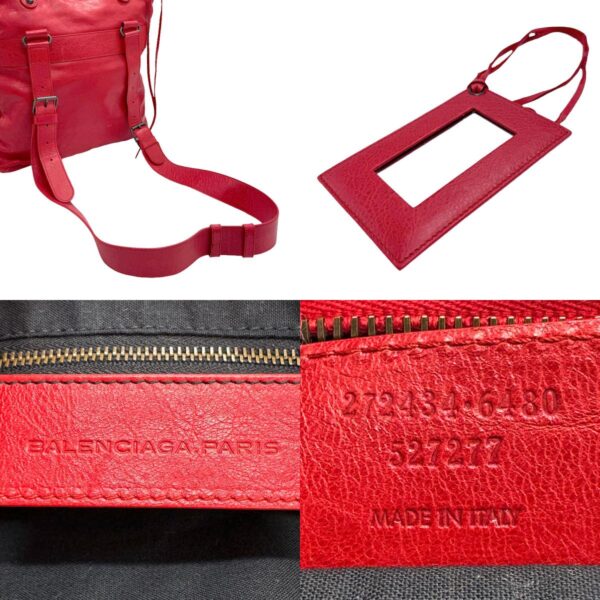 z1040 11 c Balenciaga Leather Shoulder Bag Red