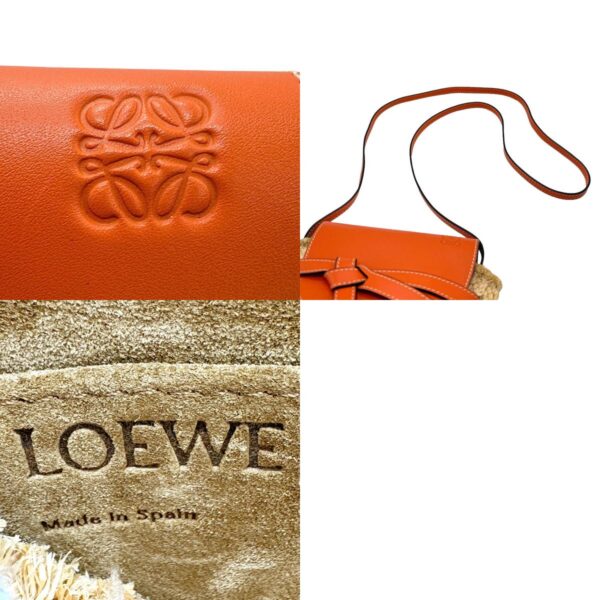 z1067 11 c Loewe Gate Mini Straw Leather Crossbody Shoulder Bag Beige Orange