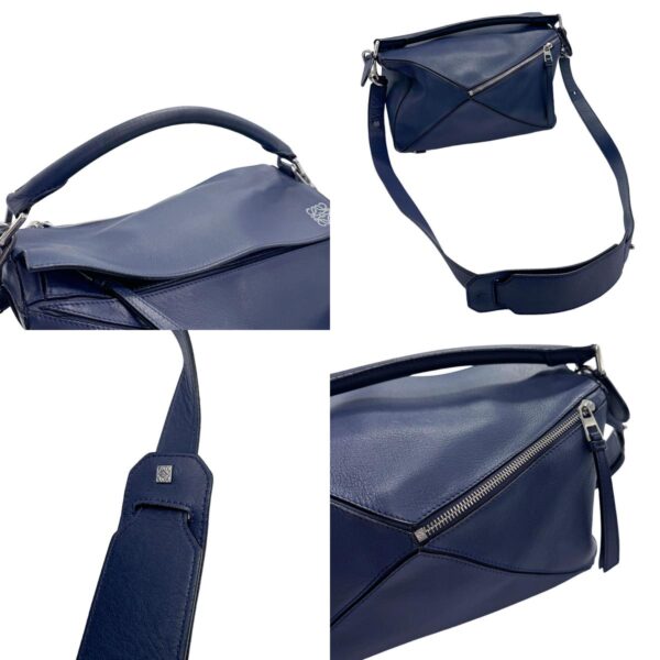 z1095 10 c Loewe Puzzle Medium Leather Shoulder Bag Blue Blue