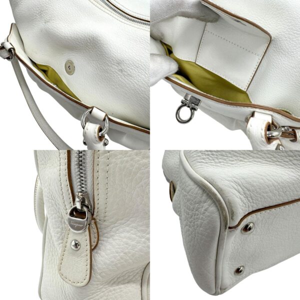 z1101 14 c Salvatore Ferragamo Gancini Leather Handbag White