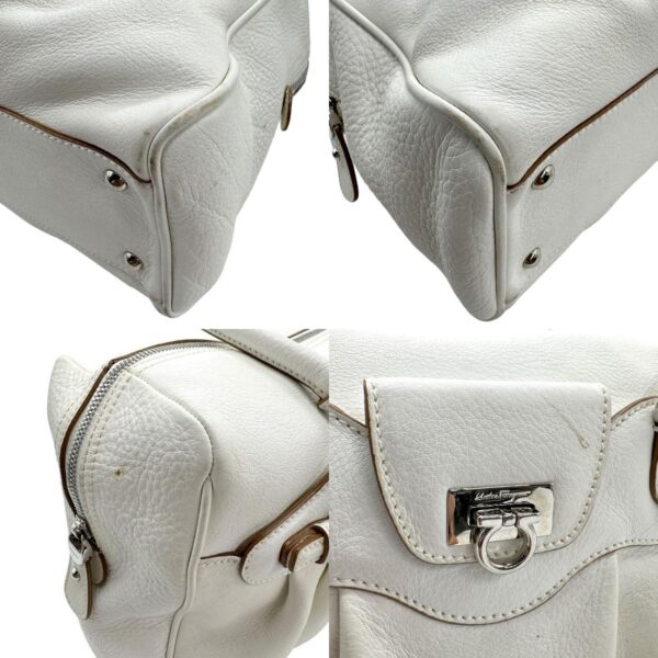 z1101 6 c Salvatore Ferragamo Gancini Leather Handbag White