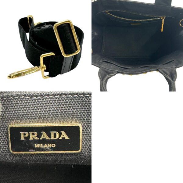 z1104 14 c Prada Shoulder Bag Canapa Canvas Black