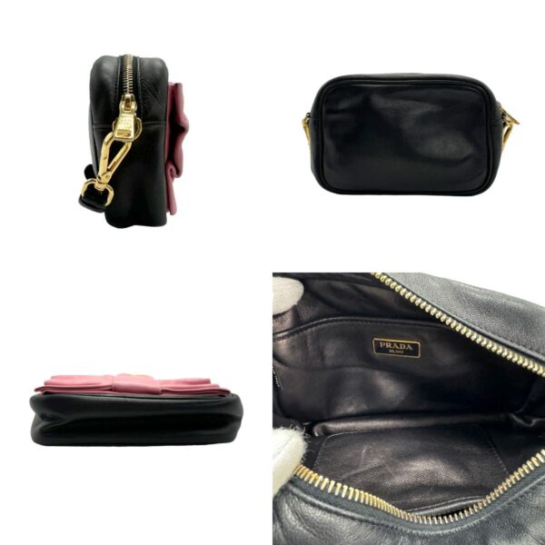 z1118 2 c Prada Shoulder Bag Leather Black Pink