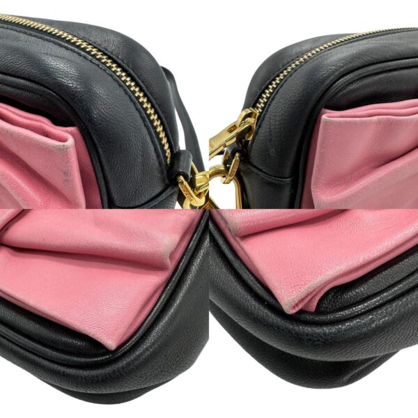 z1118 6 c Prada Shoulder Bag Leather Black Pink