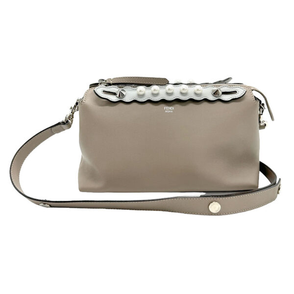 z1127 1 Fendi Visible Shoulder Bag Leather Beige