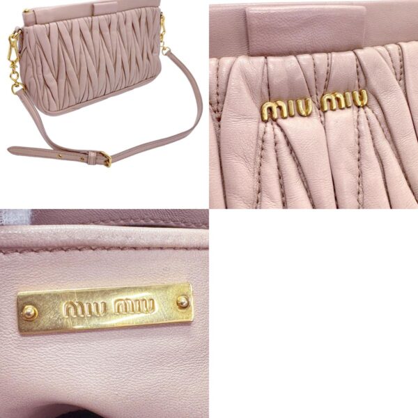 z1133 11 c Miu Miu Shoulder Bag Matelasse Leather Pink Beige