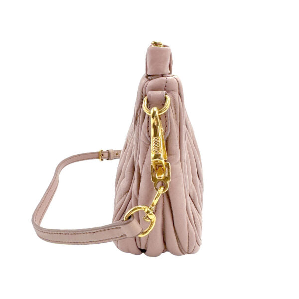 z1133 2 Miu Miu Shoulder Bag Matelasse Leather Pink Beige