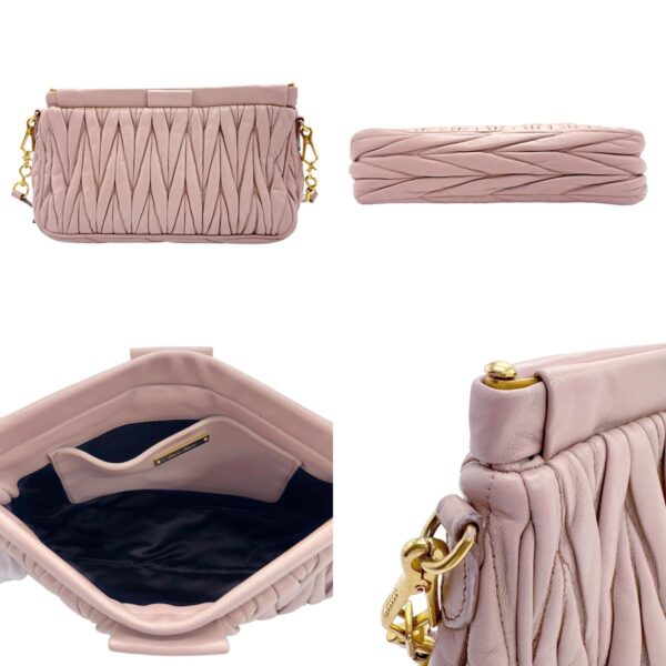 z1133 3 c Miu Miu Shoulder Bag Matelasse Leather Pink Beige