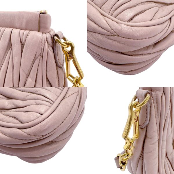 z1133 7 c Miu Miu Shoulder Bag Matelasse Leather Pink Beige