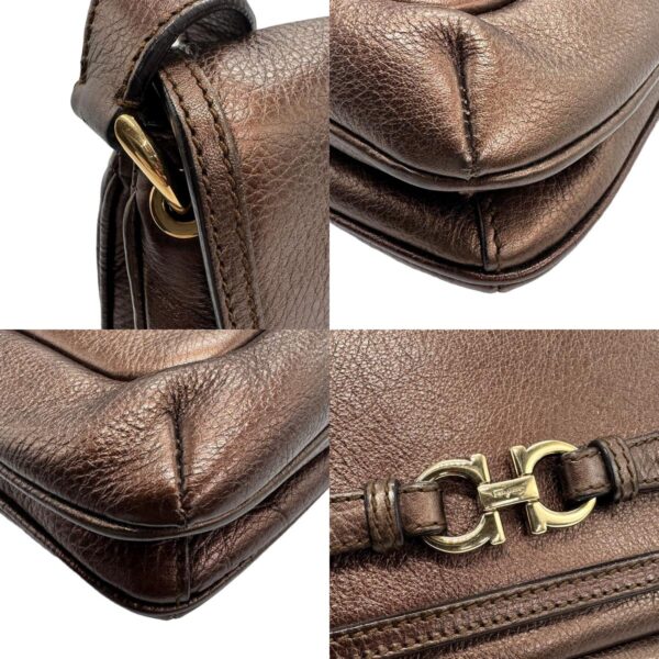 z1168 7 c Salvatore Ferragamo Gancini Leather Shoulder Bag Bronze