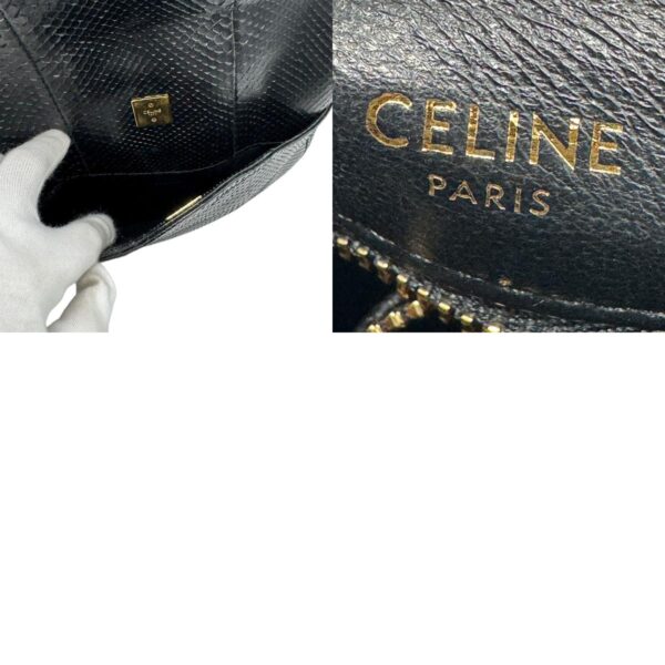 z1182 11 c Celine Shoulder Bag Python Leather Black