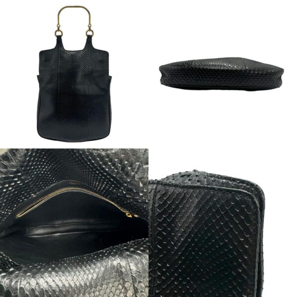 z1182 3 c Celine Shoulder Bag Python Leather Black