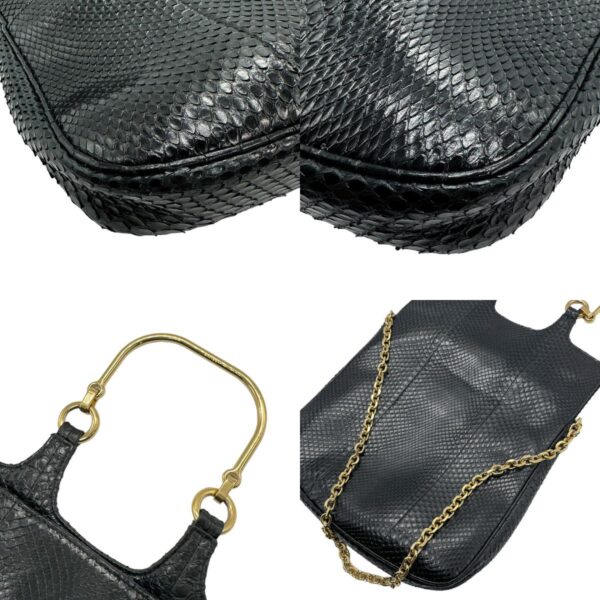 z1182 7 c Celine Shoulder Bag Python Leather Black