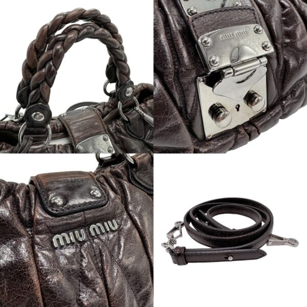 z1190 14 c Miu Miu Shoulder Bag Handbag Leather Brown