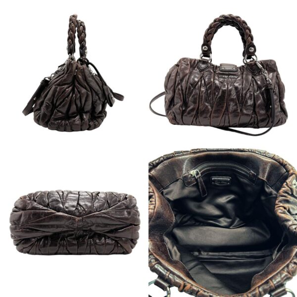 z1190 2 c Miu Miu Shoulder Bag Handbag Leather Brown