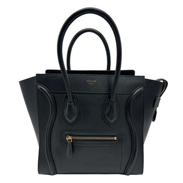 z1206 1 Celine Luggage Micro Shopper Handbag Leather Black