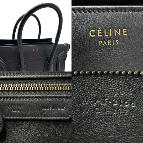 z1206 14 c Celine Luggage Micro Shopper Handbag Leather Black