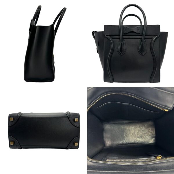 z1206 2 c Celine Luggage Micro Shopper Handbag Leather Black