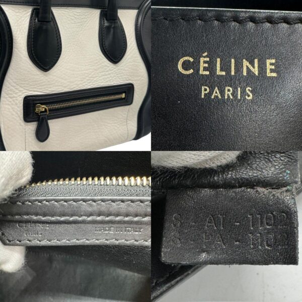 z1225 14 c Celine Luggage Mini Shopper Handbag Leather Black White