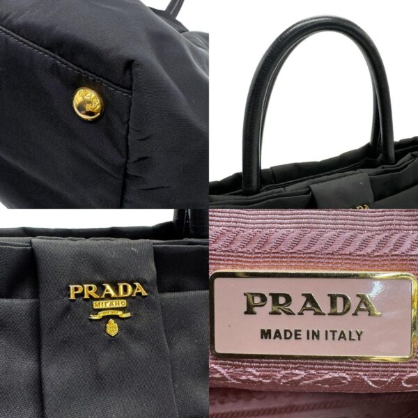 z1228 11 c Prada Handbag Nylon Leather Black