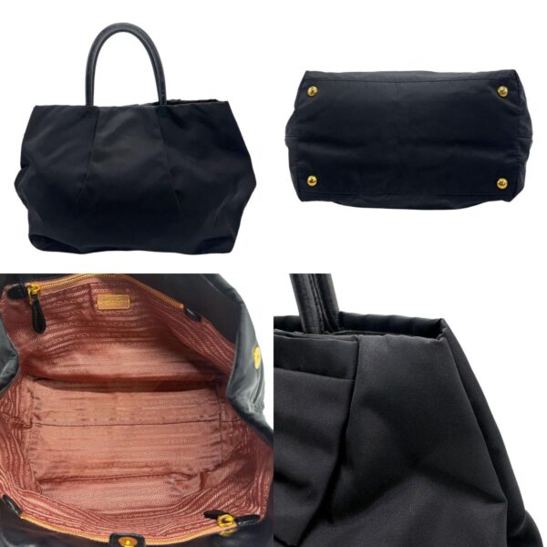 z1228 3 c Prada Handbag Nylon Leather Black